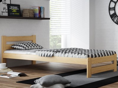 Letto in legno 80x200 Kada non verniciato con materasso in schiuma