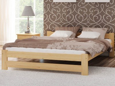 Letto in legno 180x200 Inter non verniciato con materasso in schiuma