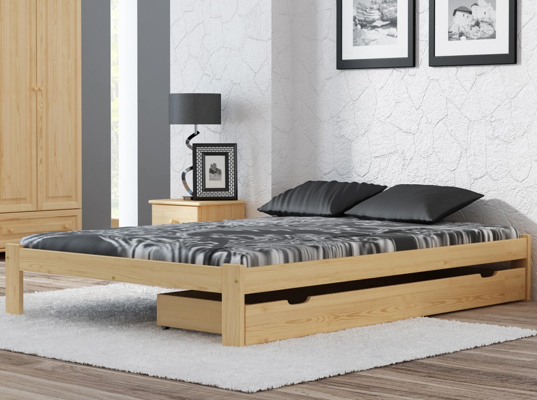 Letto in legno 180x200 Irys pino con materasso in schiuma