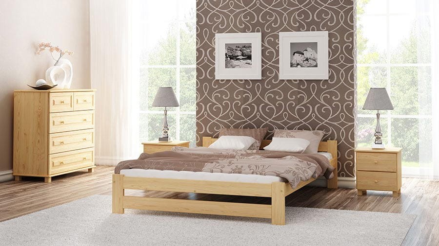 Letto in legno 160x200 Inter non verniciato con materasso in schiuma