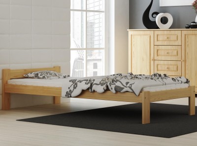 Letto 90x200 in legno Naba pino non verniciato