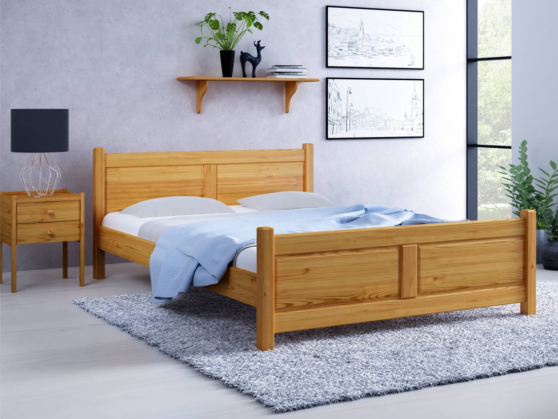 Letto in legno 140x200 Lena ontano