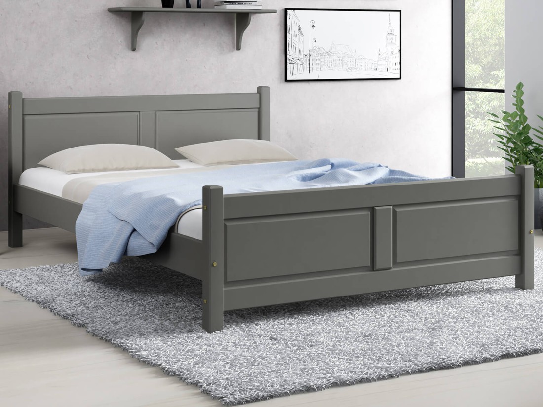 Letto in legno 160x200 Lena grigio