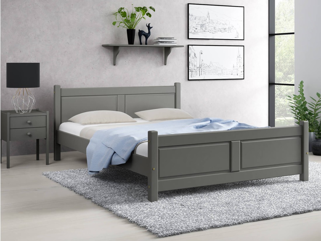 Letto in legno 160x200 Lena grigio