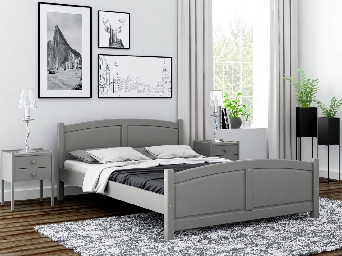 Letto in legno 140x200 Mela grigio