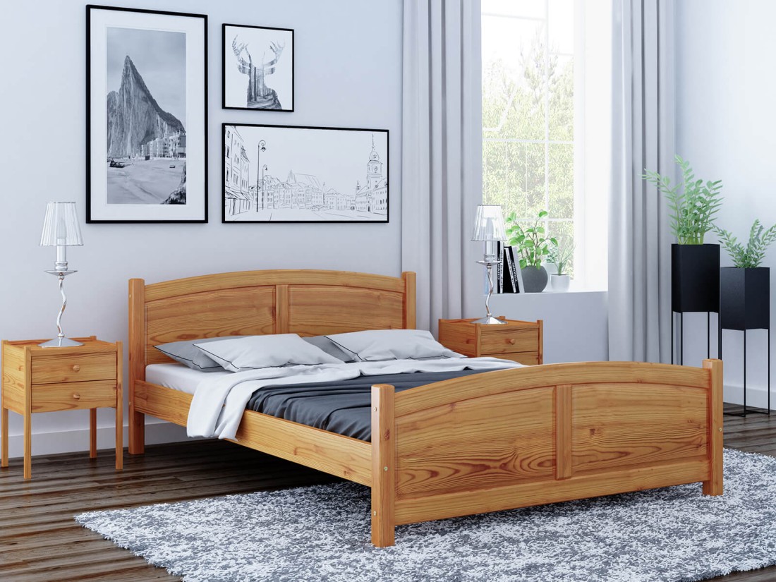 Letto in legno 140x200 Mela ontano