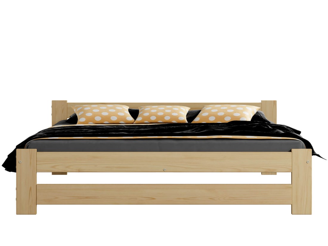 Letto in legno 160x200 Inter non verniciato con materasso in schiuma