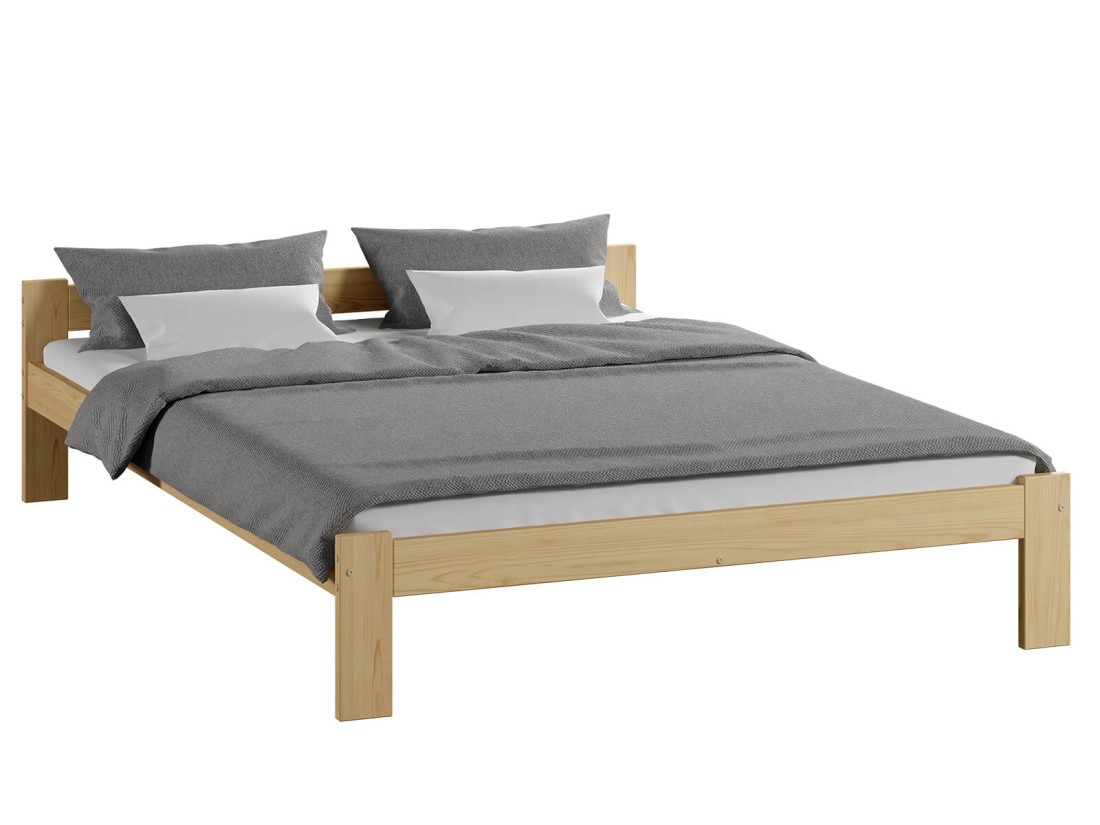 Letto in legno 140x200 Naba non verniciato con materasso in schiuma