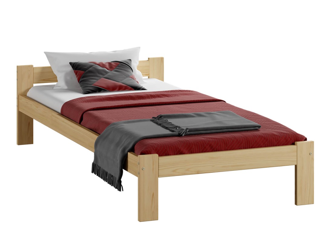 Letto in legno 90x200 con materasso in schiuma Naba pino