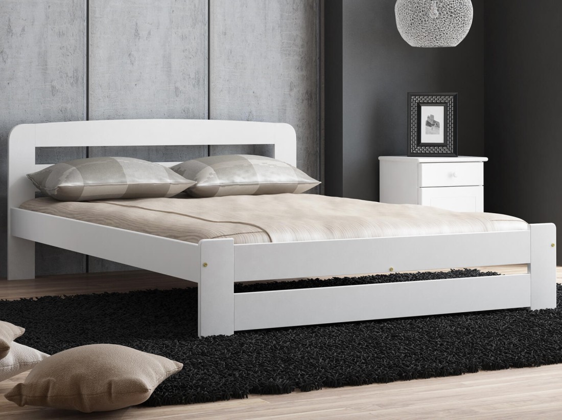 Letto in pino 180x200 Lidia colore bianco