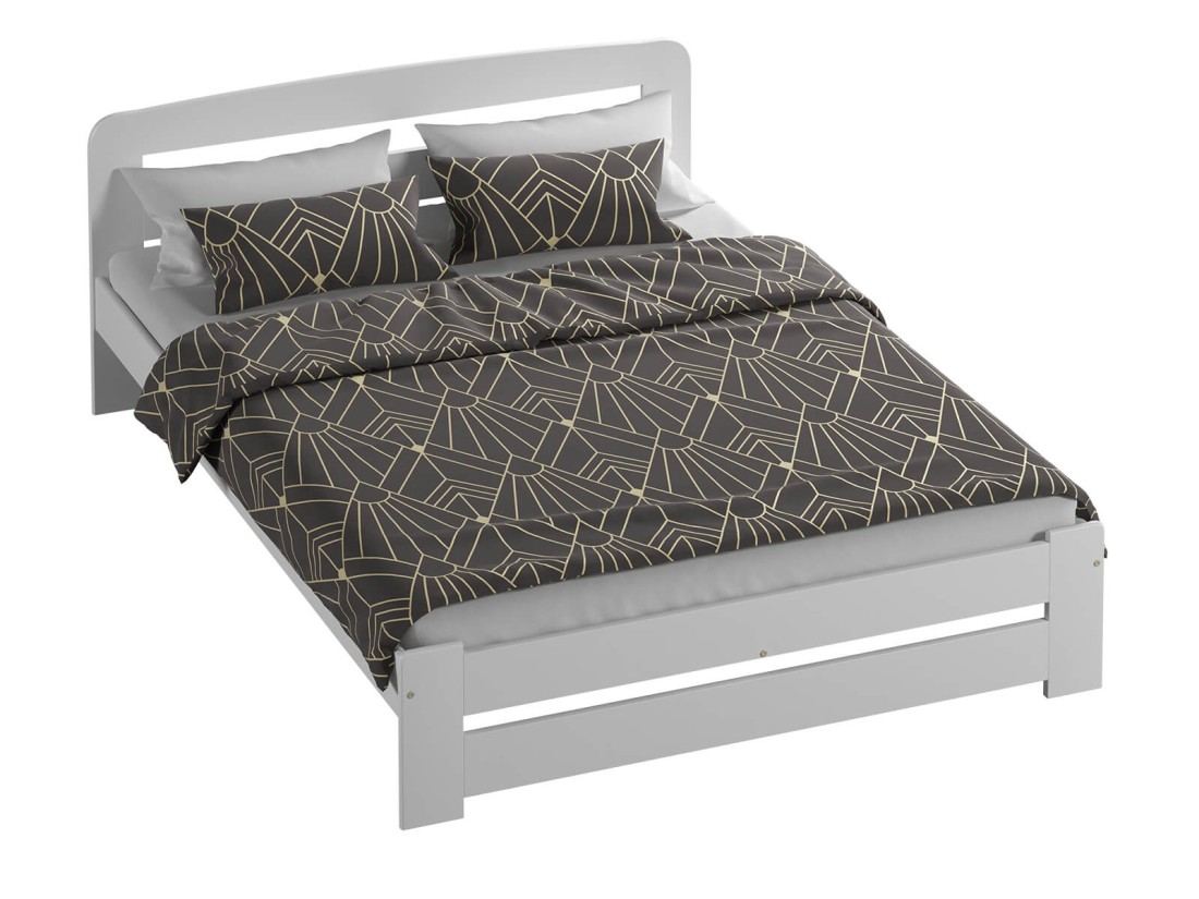 Letto 160x200 in pino Lidia colore bianco