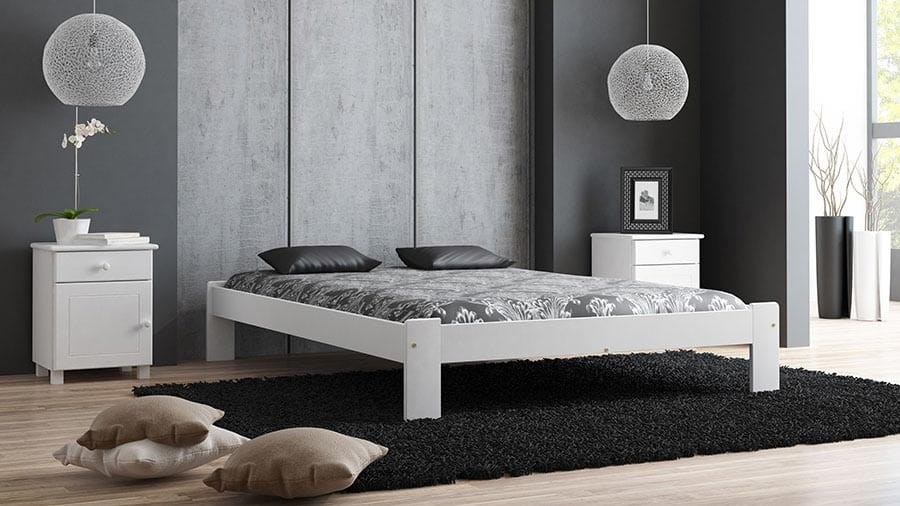 Letto in legno 180x200 Ada, colore bianco