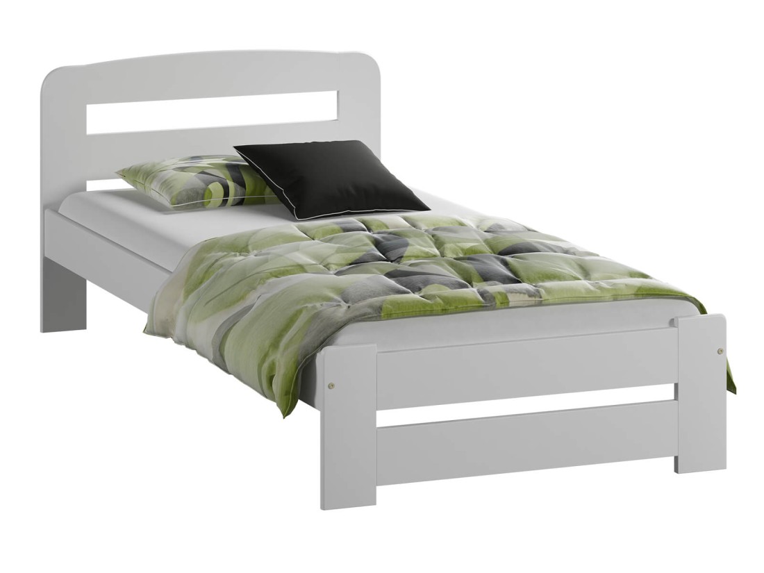 Letto 90x200 in pino Lidia colore bianco