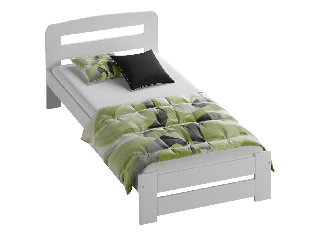 Letto 90x200 in pino Lidia colore bianco