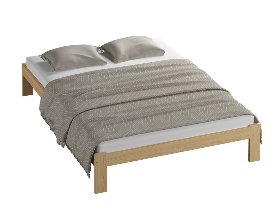 Letto in legno 120x200 Irys non verniciato con materasso in schiuma