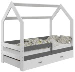 Lettino Montessori 80x160 cm a Casetta Bianco e sponde D3