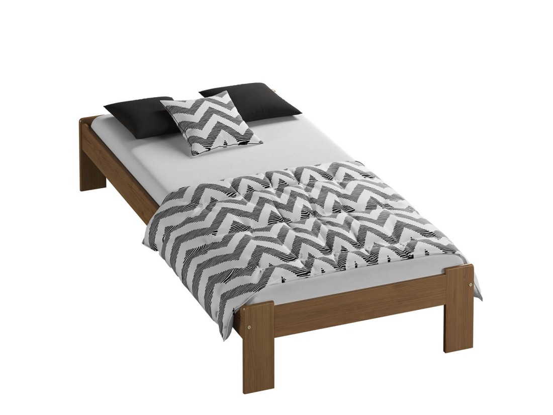 Letto in legno 90x200 Ada, colore Rovere