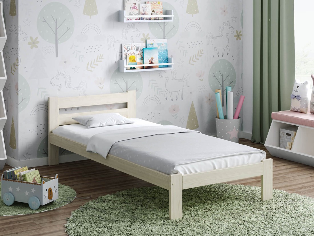 Letto in legno 90x200 Mato eco Pino sbiancato