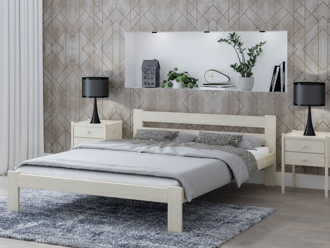 Letto in legno 120x200 Mato eco Pino sbiancato