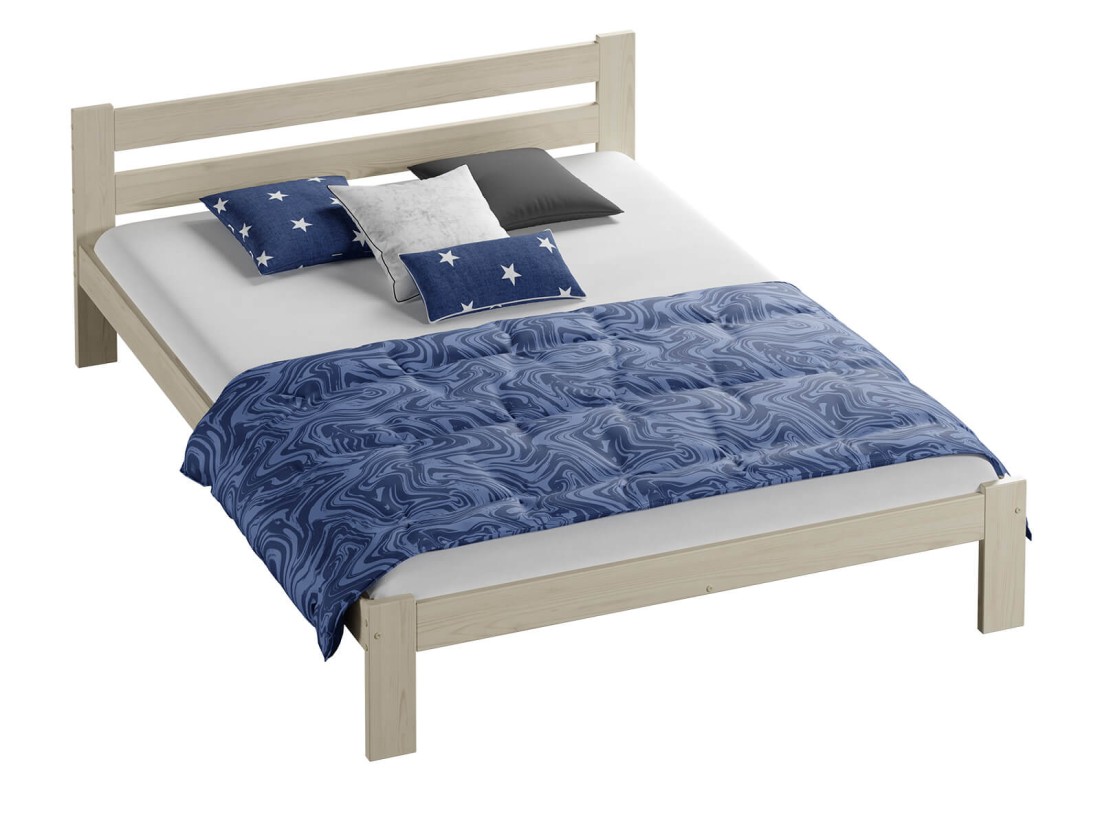 Letto in legno 140x200 Mato eco Pino sbiancato