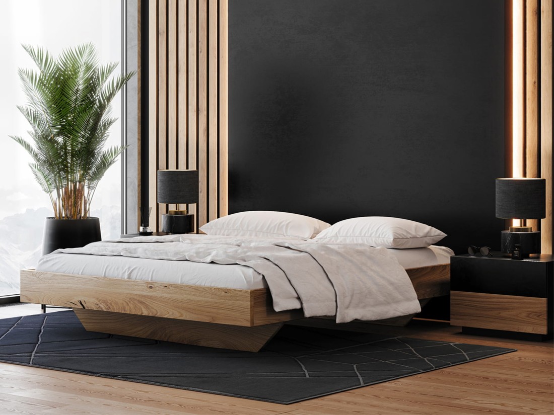 Letto matrimoniale 160x200 in rovere Levitante Bergamo