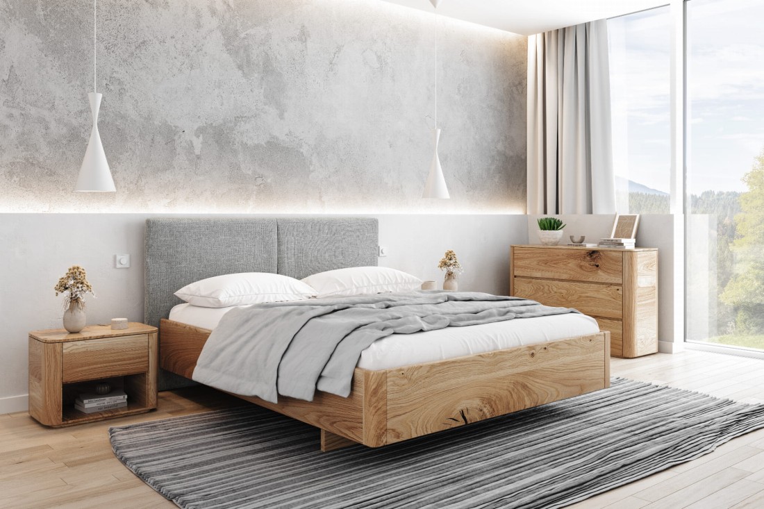 Letto imbottito 140x200cm in rovere Monza