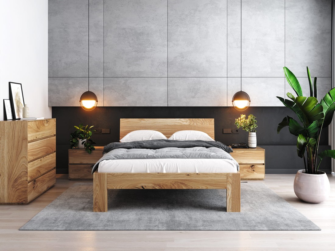 Letto in rovere 120x200cm in legno massiccio Rosario