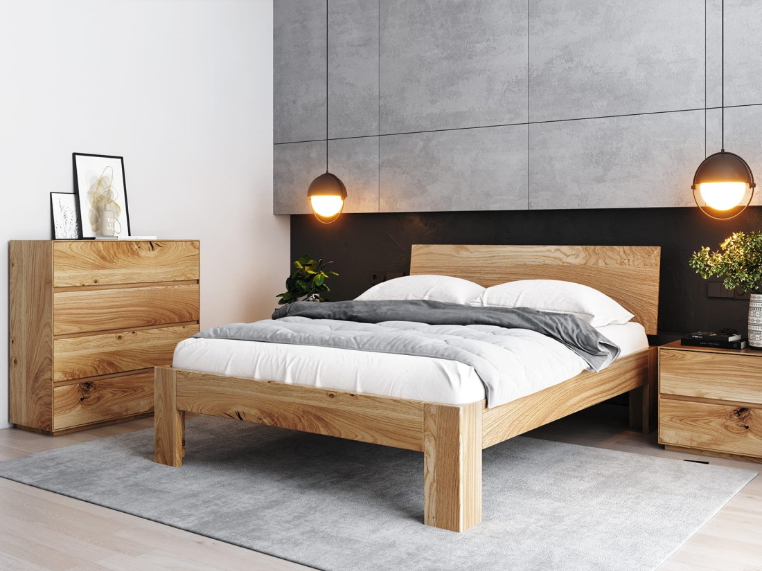Letto in rovere 180x200cm in legno massiccio Rosario