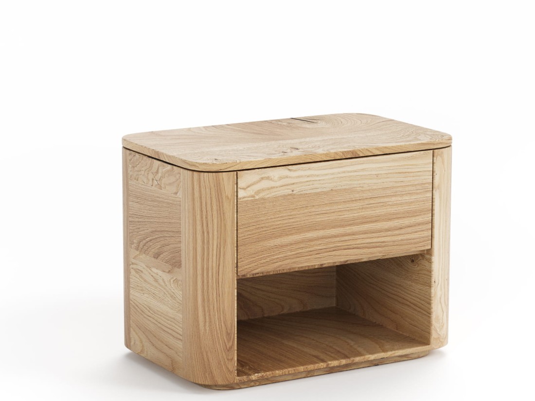 Comodino in legno massiccio di rovere Rosario B