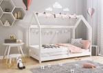 Lettino Montessori 80x160 cm a Casetta Bianco e sponde D5