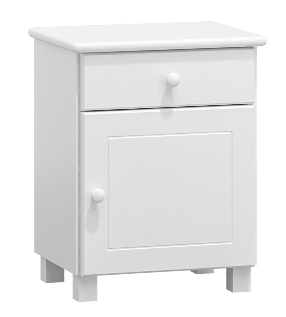 Comodino in pino MEGA, colore bianco