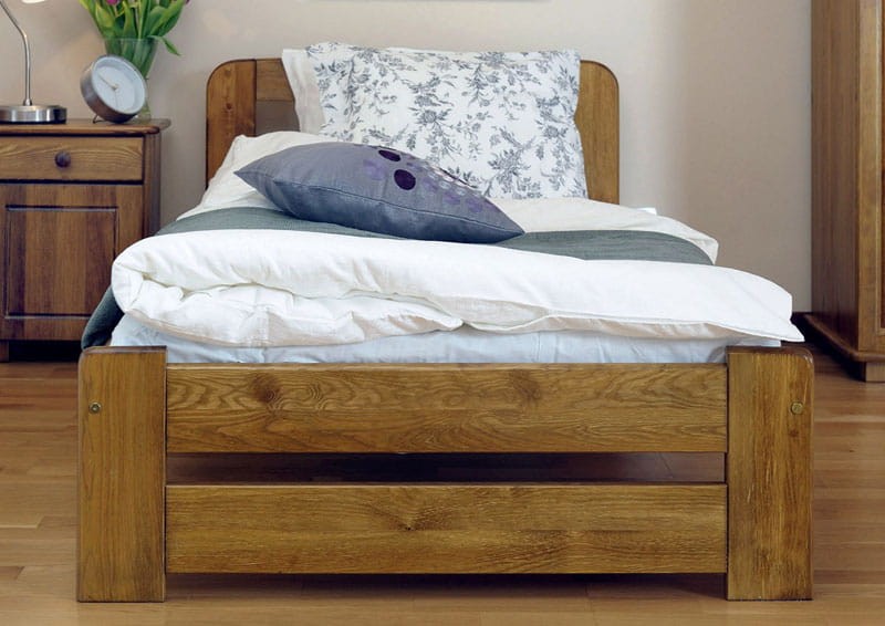 Letto 90x200 Lidia in pino colore rovere