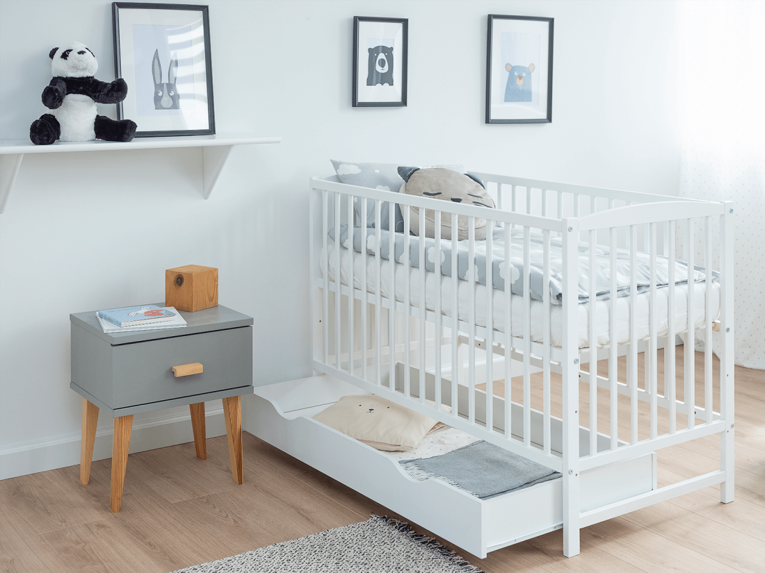 Lettino per bambini Baby Classic in legno di pino 60x120, bianco