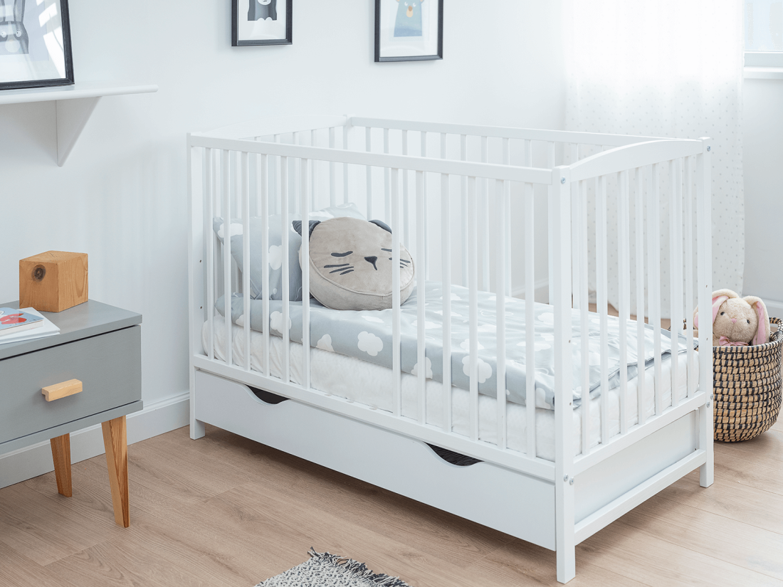 Lettino per bambini Baby Classic in legno di pino 60x120, bianco