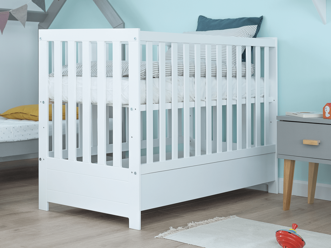 Lettino per bambini Baby Sleep in legno di pino 60x120, bianco