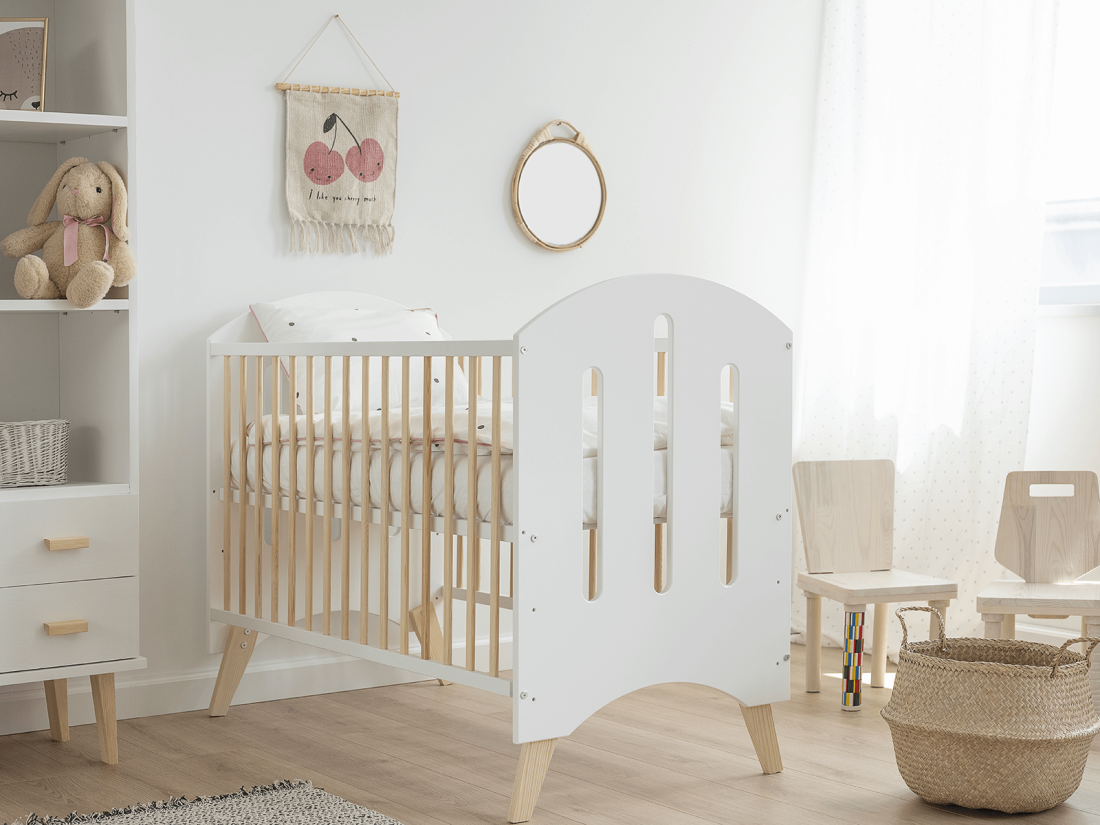 Lettino per bambini Baby Dream in legno di pino 60x120, bianco/pino