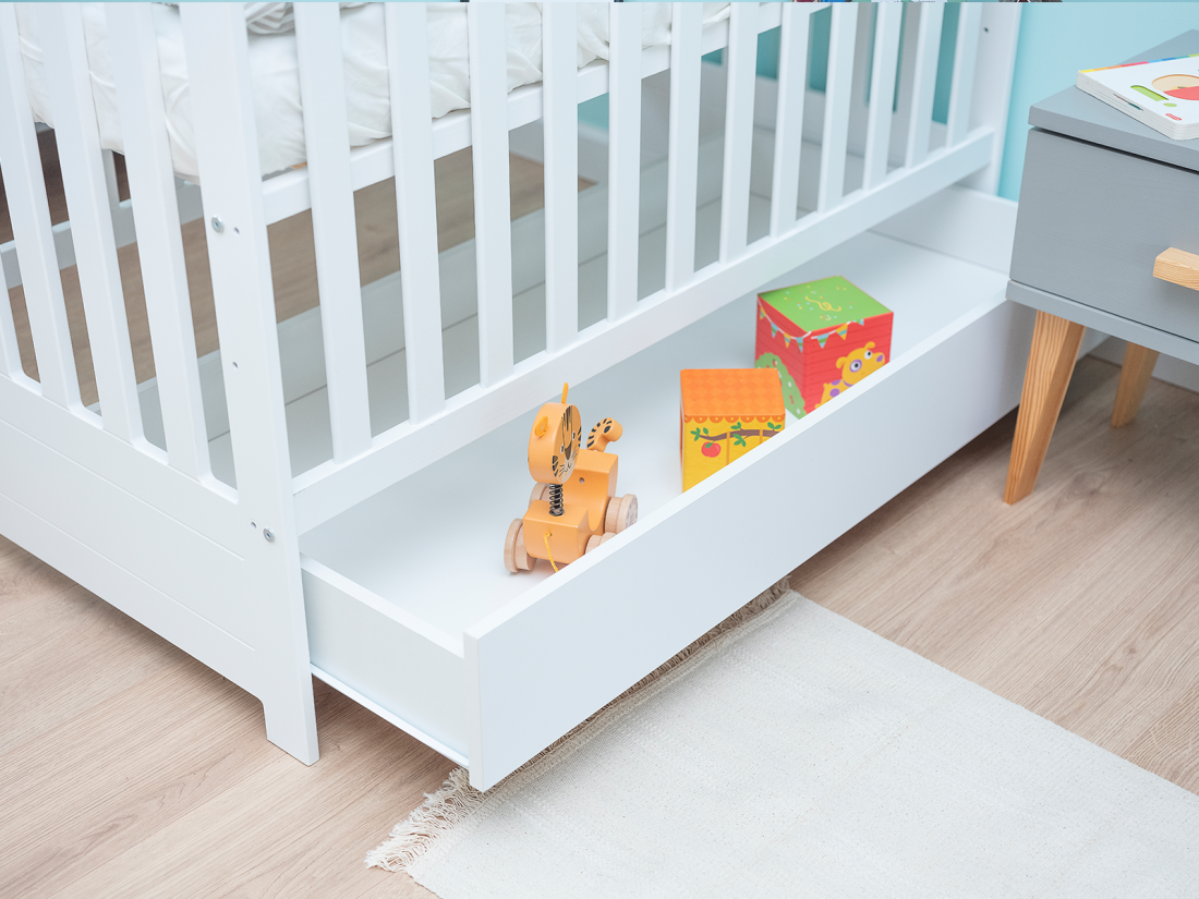 Lettino per bambini Baby Sleep in legno di pino 60x120, bianco