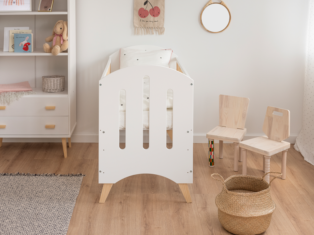Lettino per bambini Baby Dream in legno di pino 60x120, bianco/pino