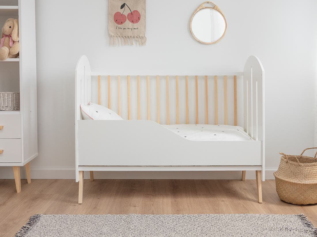 Lettino per bambini Baby Dream in legno di pino 60x120, bianco/pino