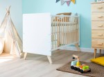 Lettino per bambini Baby Happy in legno di pino 60x120, bianco/pino