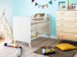 Lettino per bambini Baby Happy in legno di pino 60x120, bianco/pino