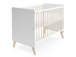 Lettino per bambini Baby Happy in legno di pino 60x120, bianco/pino