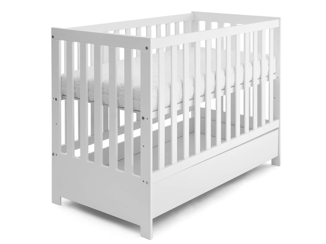 Lettino per bambini Baby Sleep in legno di pino 60x120, bianco