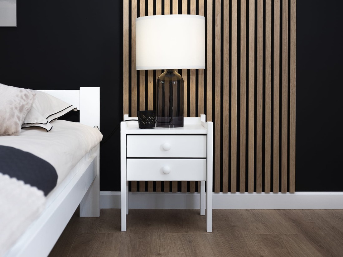 Comodino in legno IDA, bianco