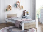 Letto singolo 90x200 DMD3 Bianco + rovere sonoma