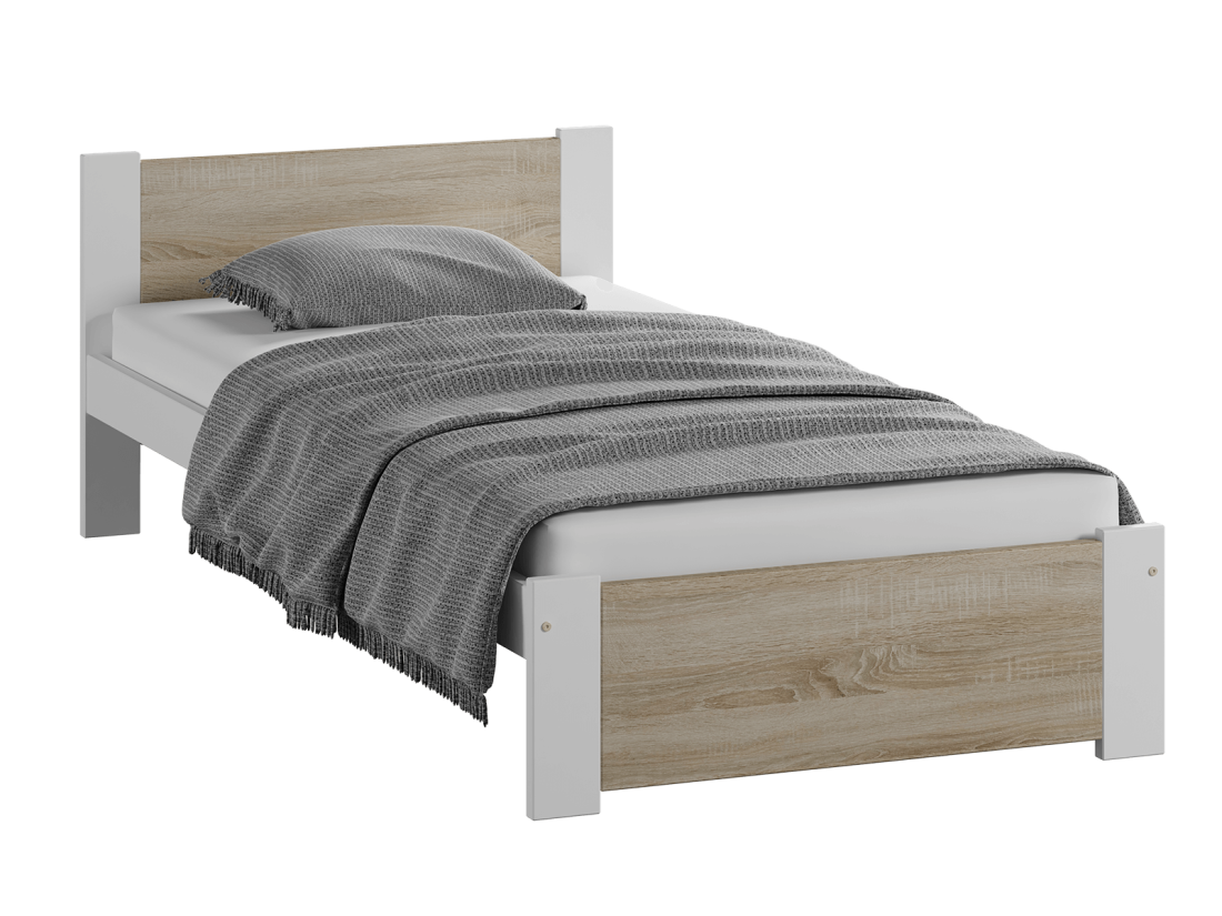 Letto singolo 90x200 DMD3 Bianco + rovere sonoma