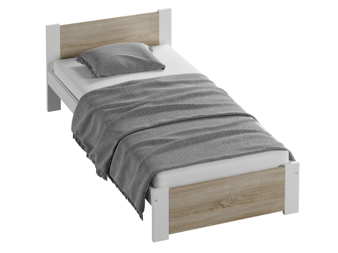 Letto singolo 90x200 DMD3 Bianco + rovere sonoma