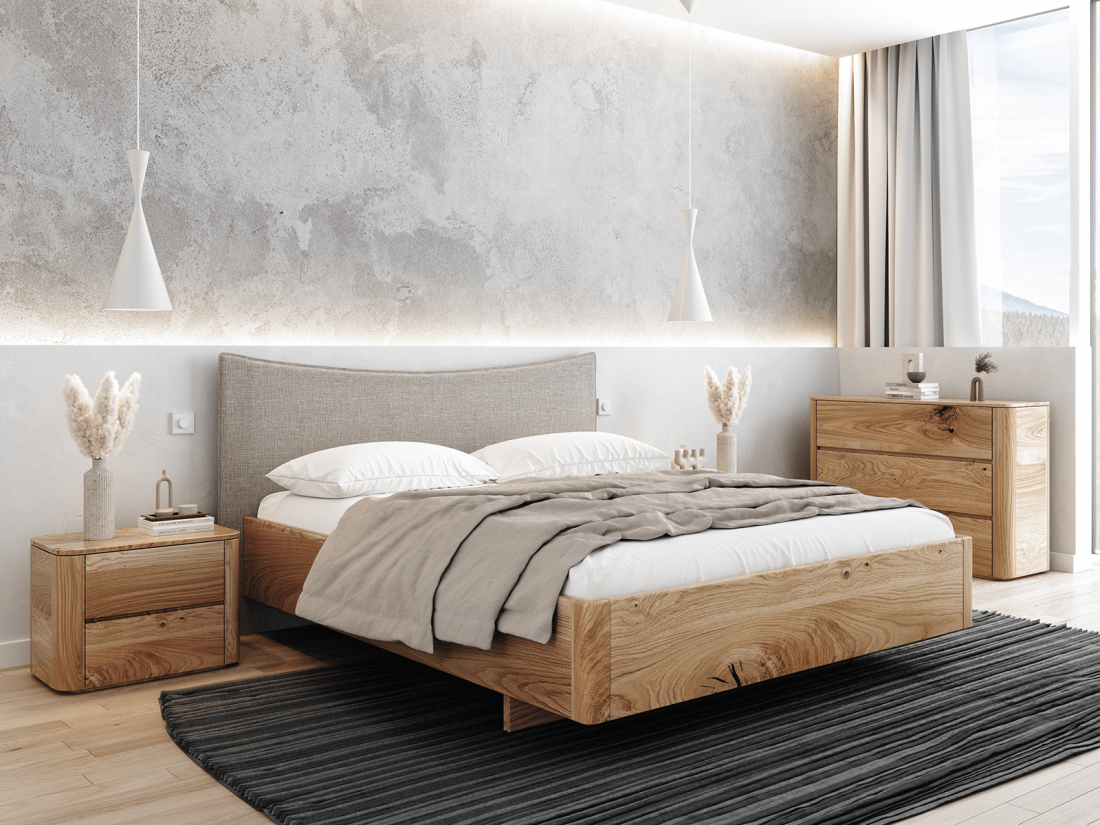 Letto in rovere 120x200cm in legno massiccio Altari