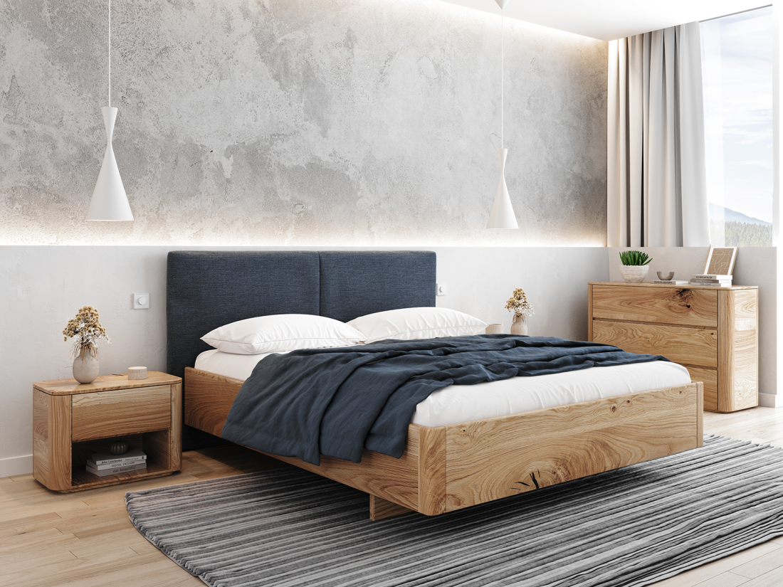 Letto imbottito 160x200cm in rovere Monza