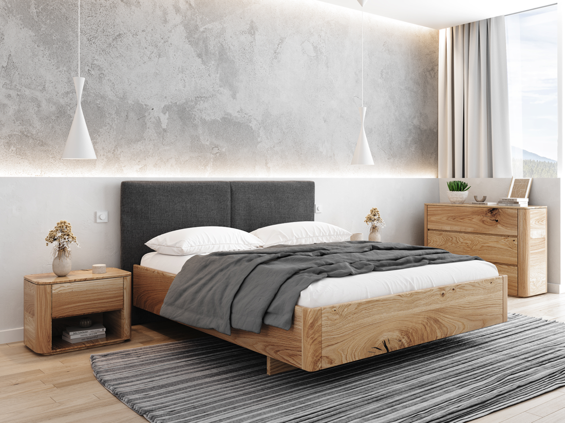 Letto imbottito 180x200cm in rovere Monza